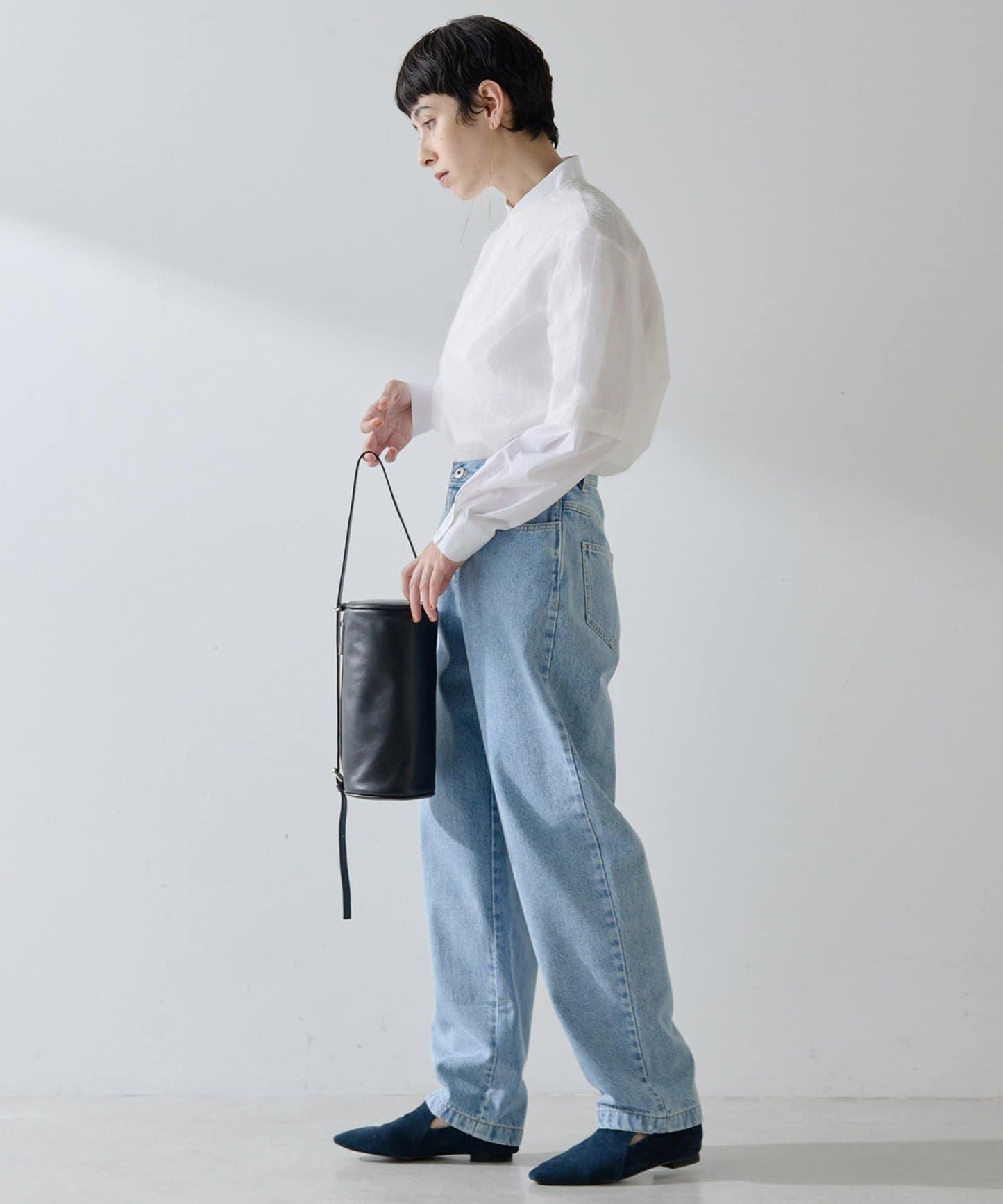 【THE PAUSE】高腰弧形牛仔褲