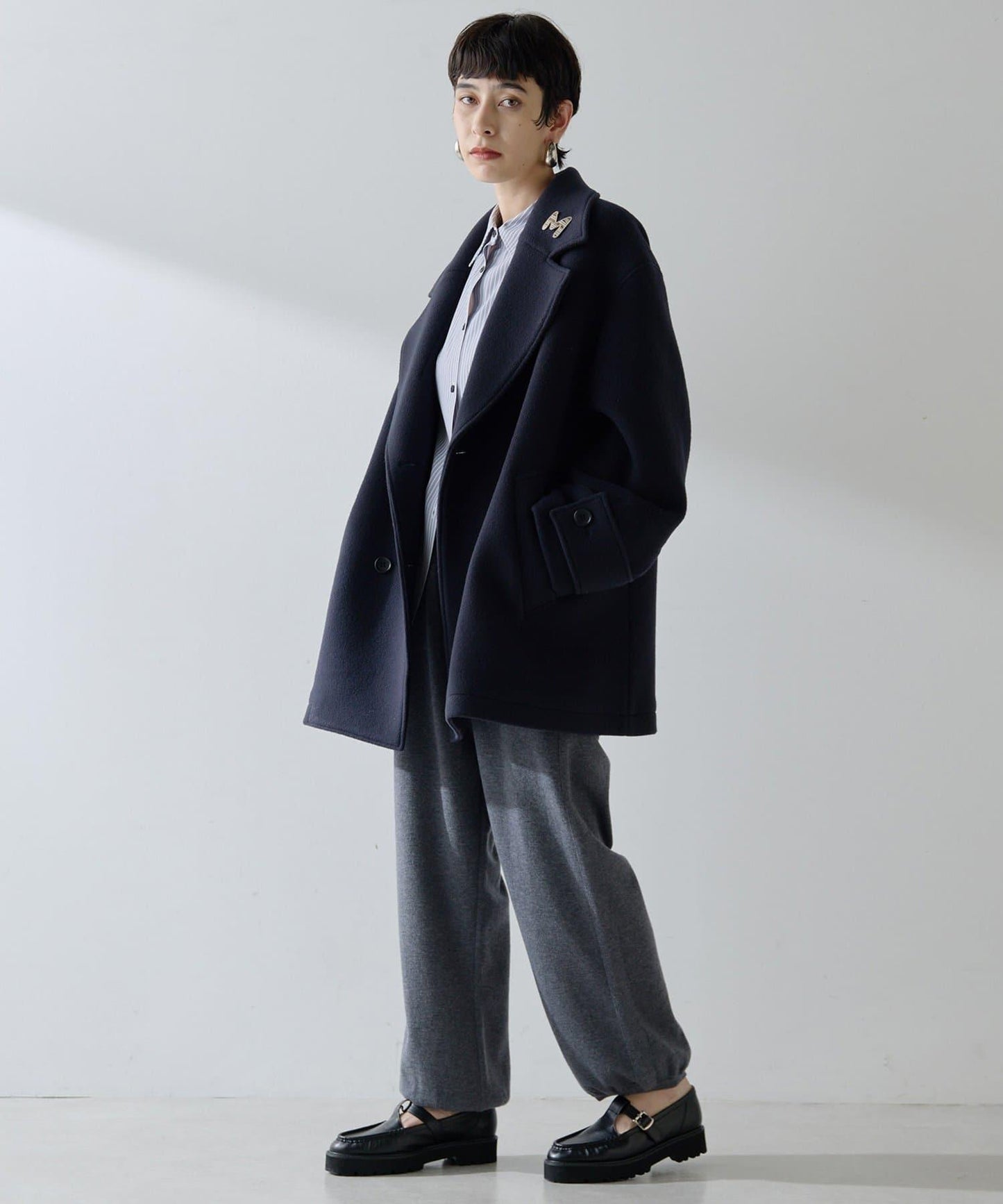 【THE PAUSE】中長款P型大衣