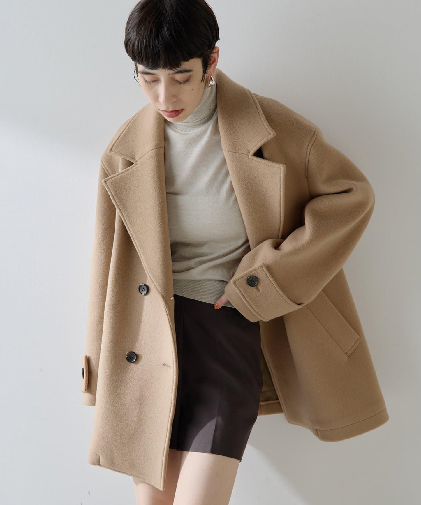 【THE PAUSE】中長款P型大衣