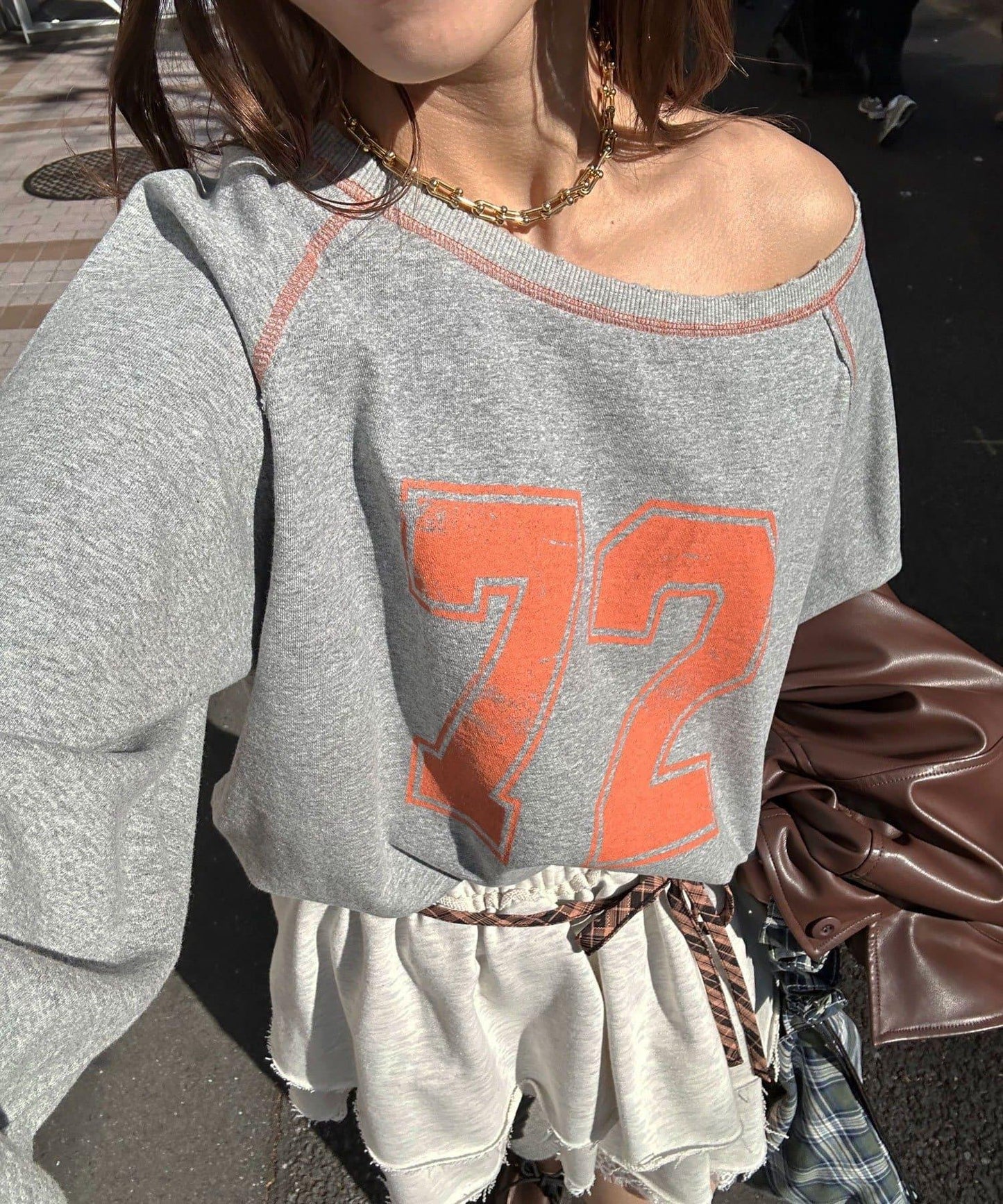 項圈套裝編號拼色袖衛衣