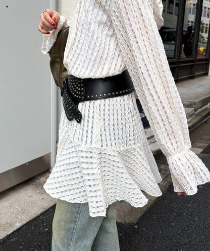 鉚釘寬版西部風腰帶