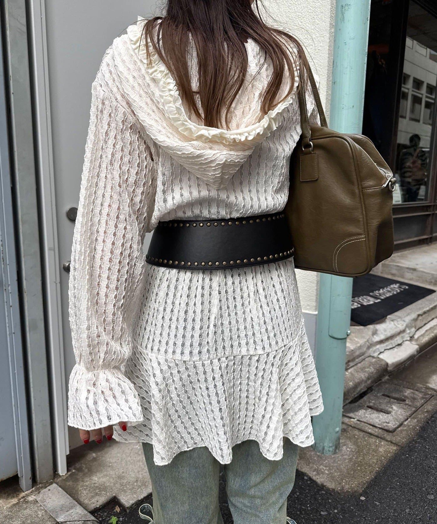 鉚釘寬版西部風腰帶