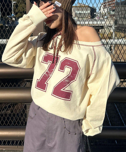 項圈套裝編號拼色袖衛衣