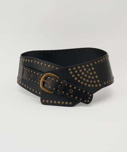 鉚釘寬版西部風腰帶