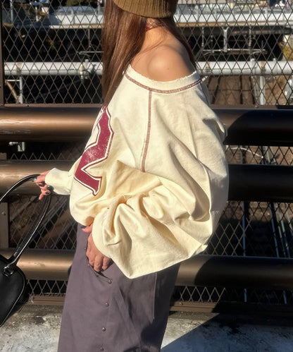 項圈套裝編號拼色袖衛衣