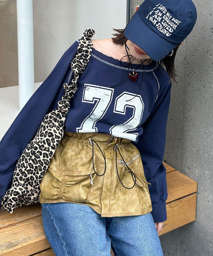 項圈套裝編號拼色袖衛衣