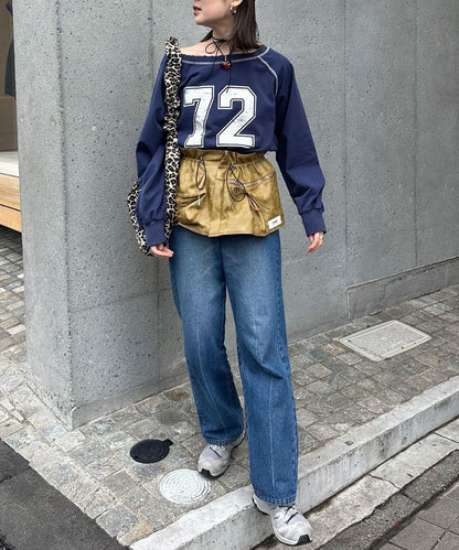 項圈套裝編號拼色袖衛衣