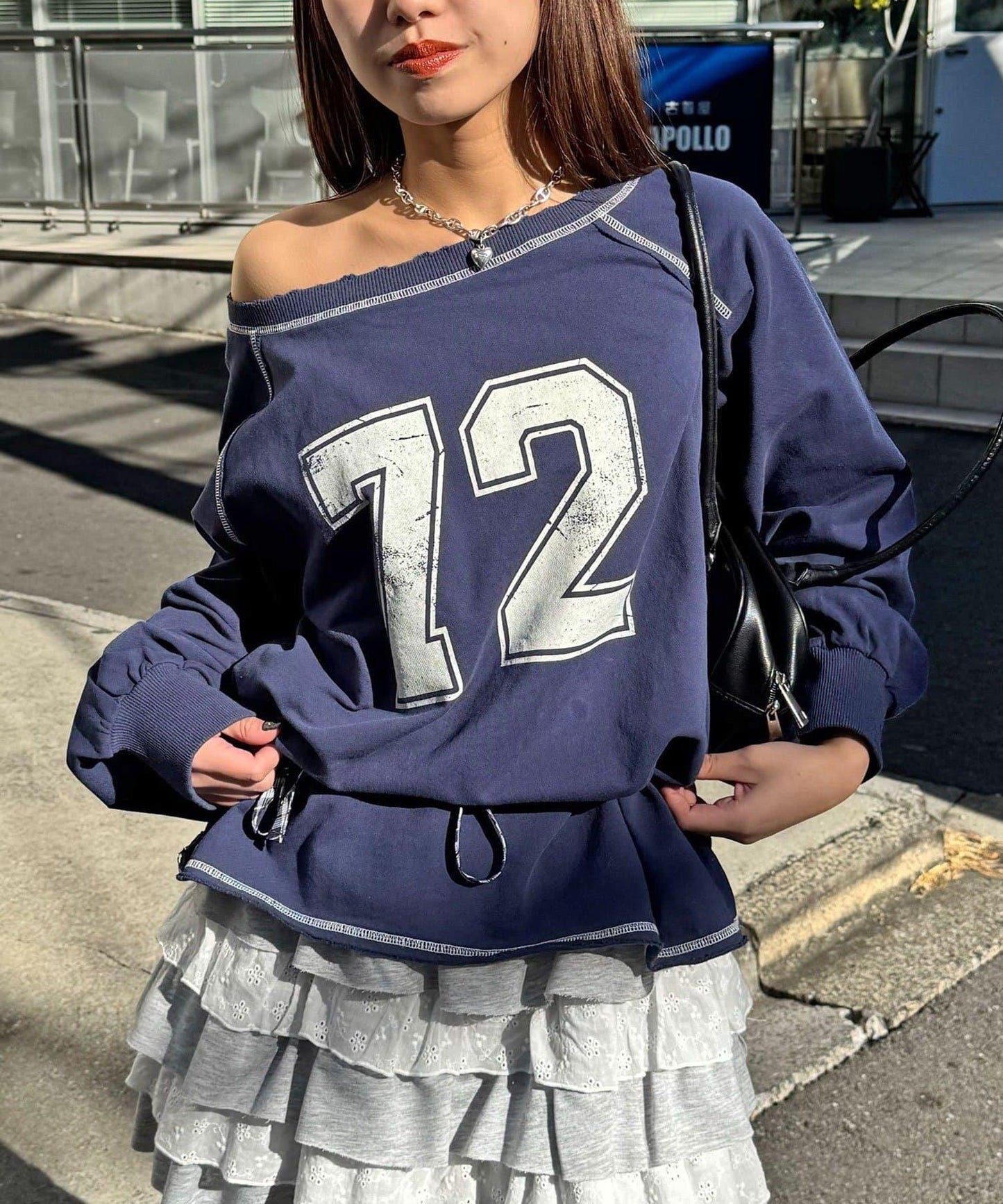 項圈套裝編號拼色袖衛衣