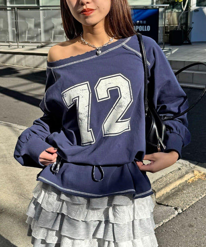 項圈套裝編號拼色袖衛衣