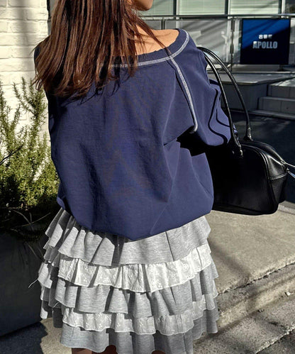 項圈套裝編號拼色袖衛衣