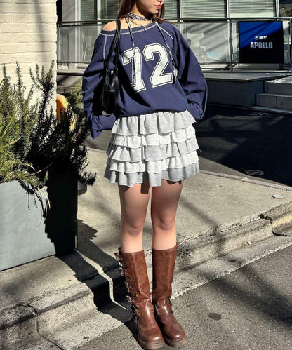 項圈套裝編號拼色袖衛衣