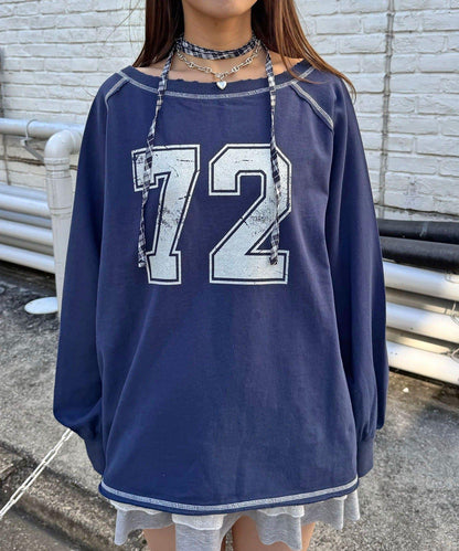 項圈套裝編號拼色袖衛衣