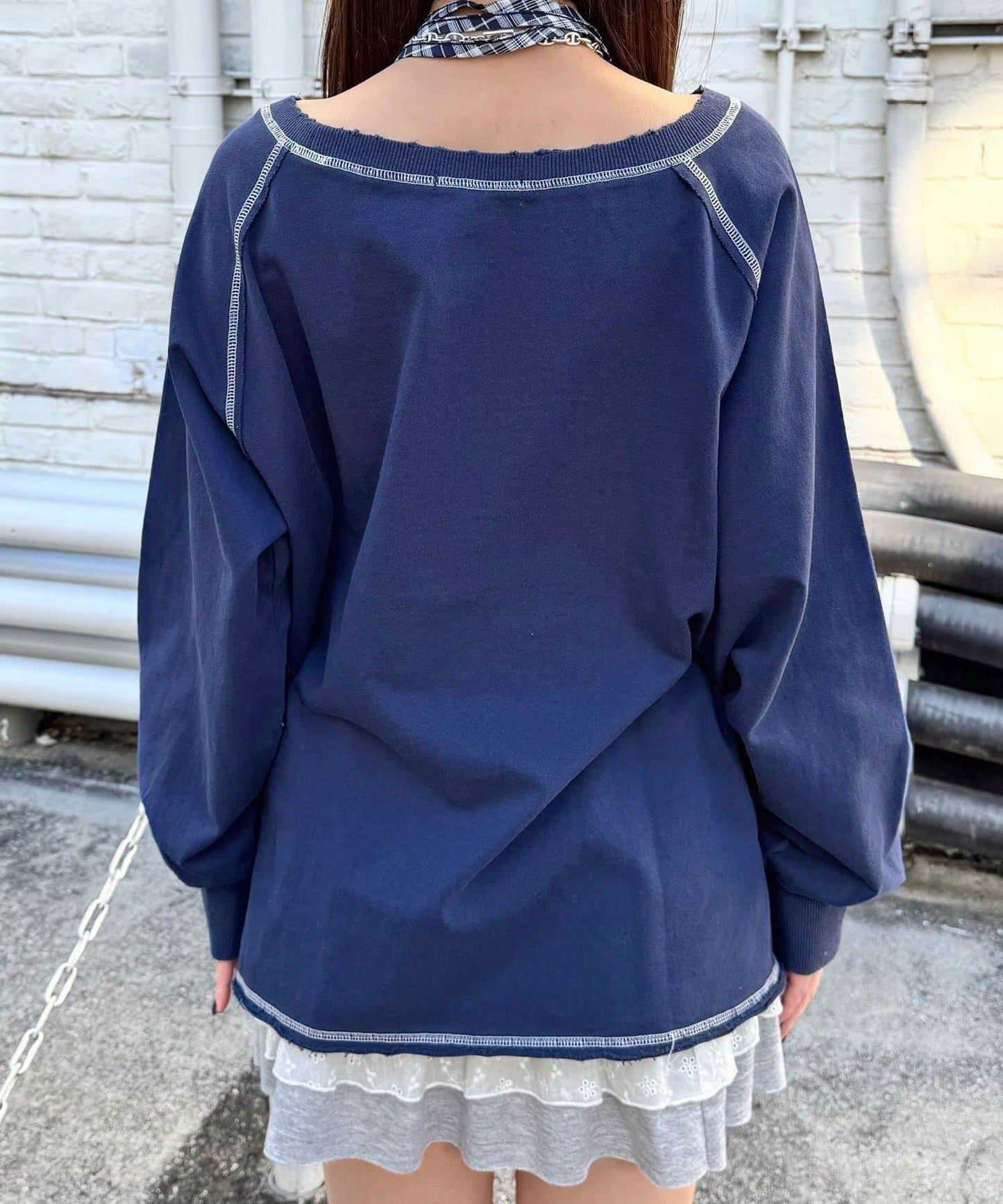 項圈套裝編號拼色袖衛衣