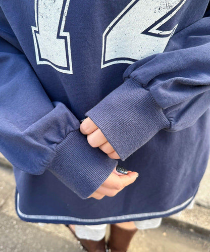 項圈套裝編號拼色袖衛衣