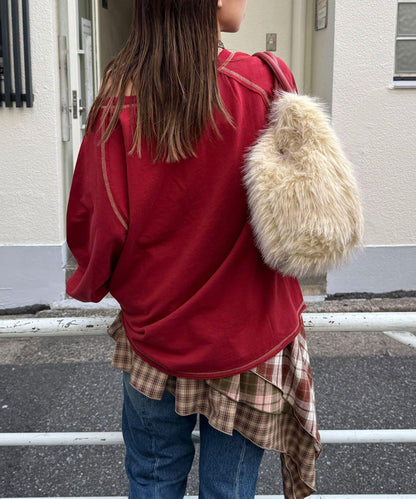 項圈套裝編號拼色袖衛衣