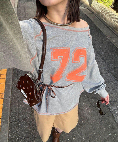 項圈套裝編號拼色袖衛衣