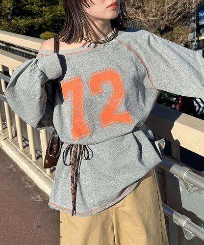 項圈套裝編號拼色袖衛衣