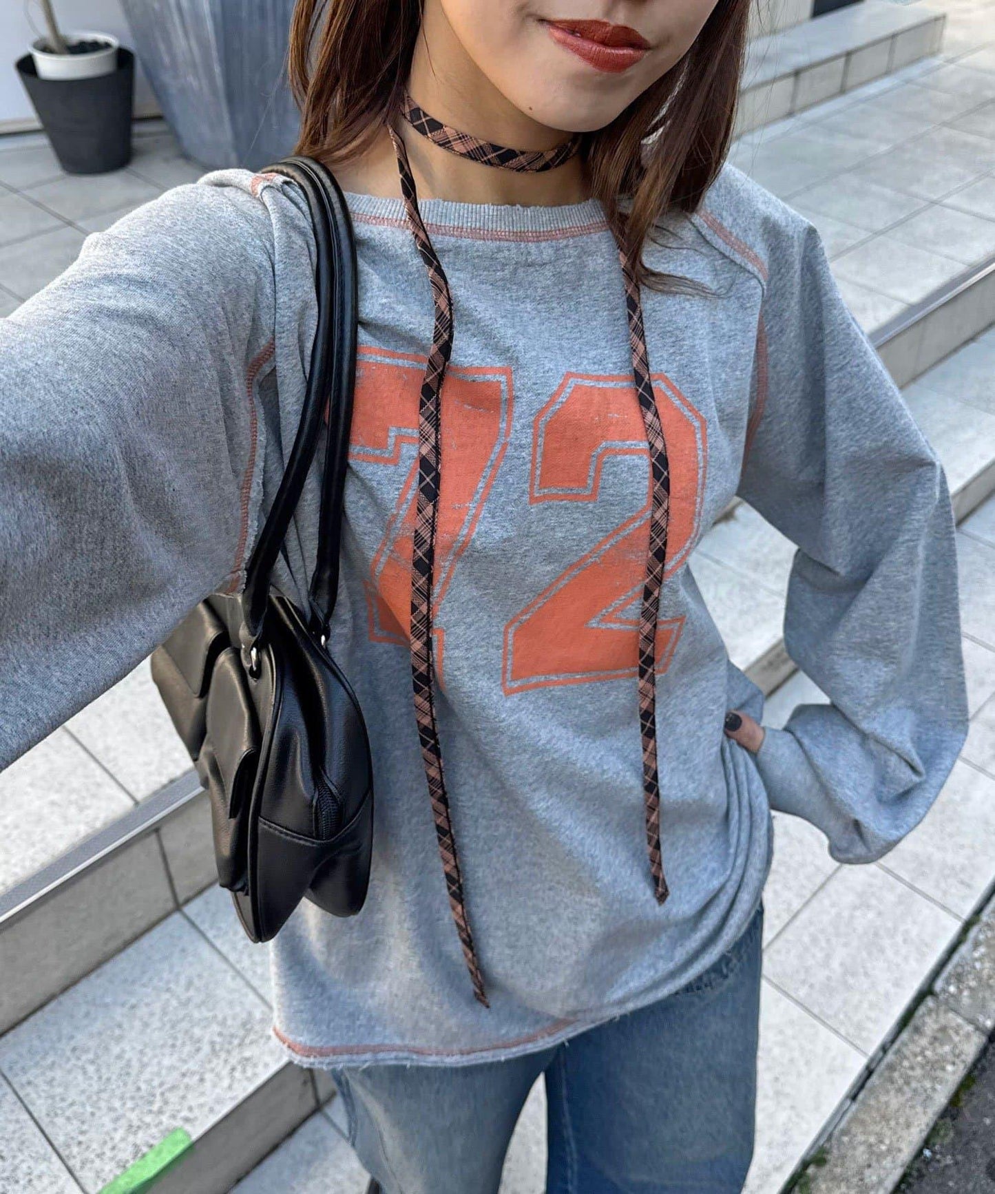 項圈套裝編號拼色袖衛衣