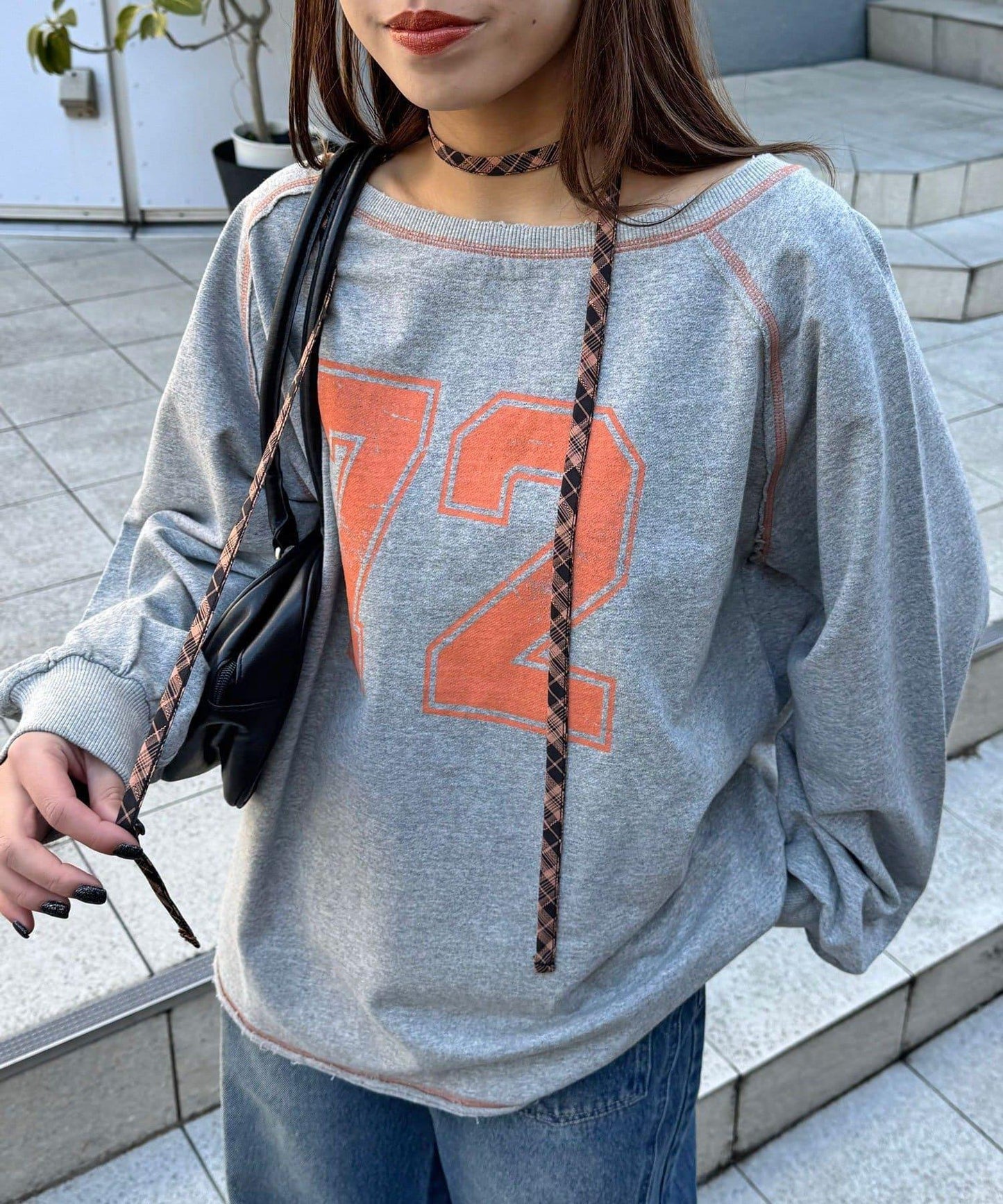 項圈套裝編號拼色袖衛衣