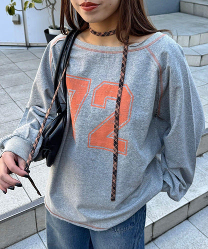 項圈套裝編號拼色袖衛衣