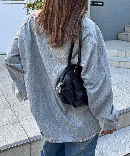 項圈套裝編號拼色袖衛衣