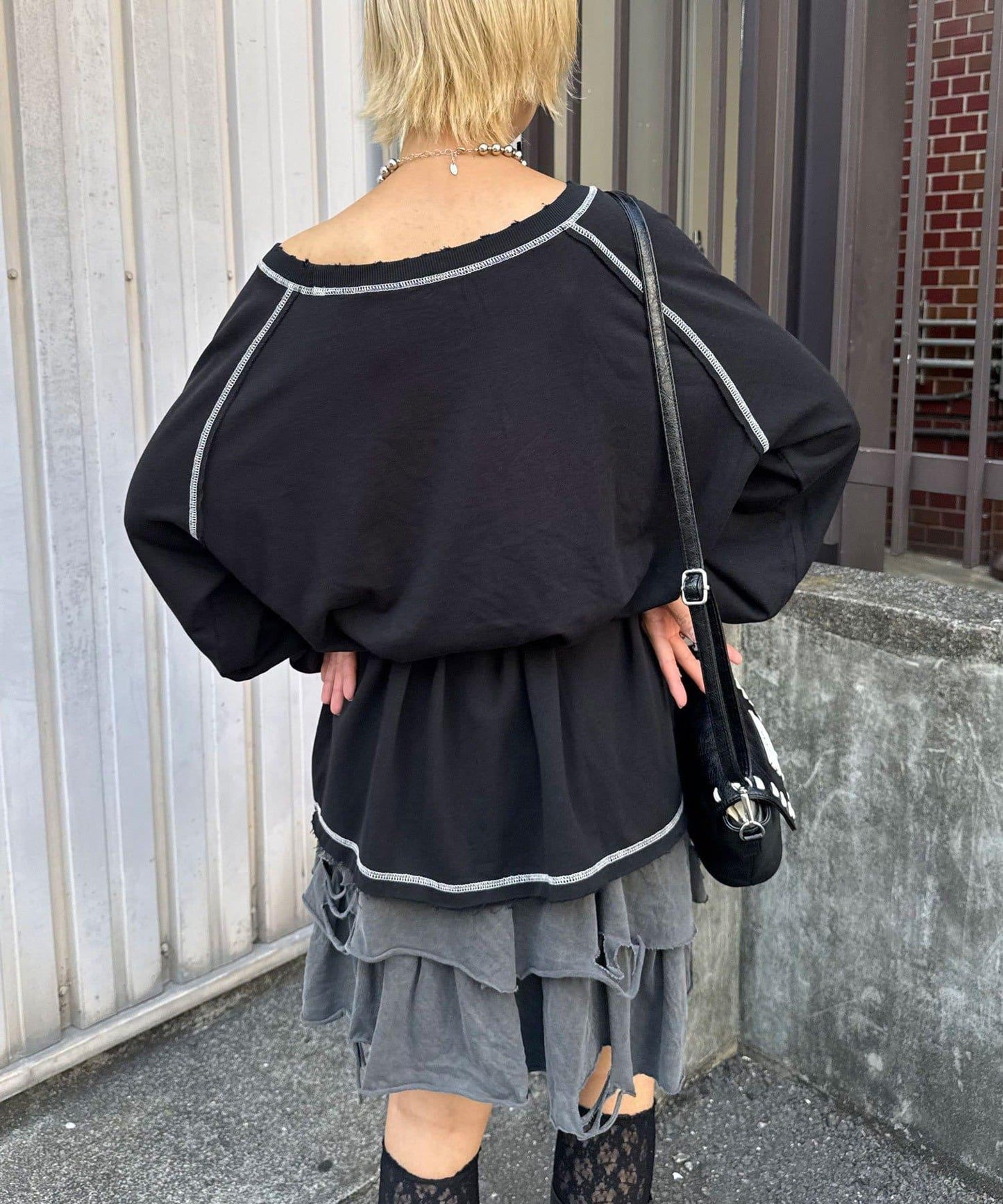 項圈套裝編號拼色袖衛衣