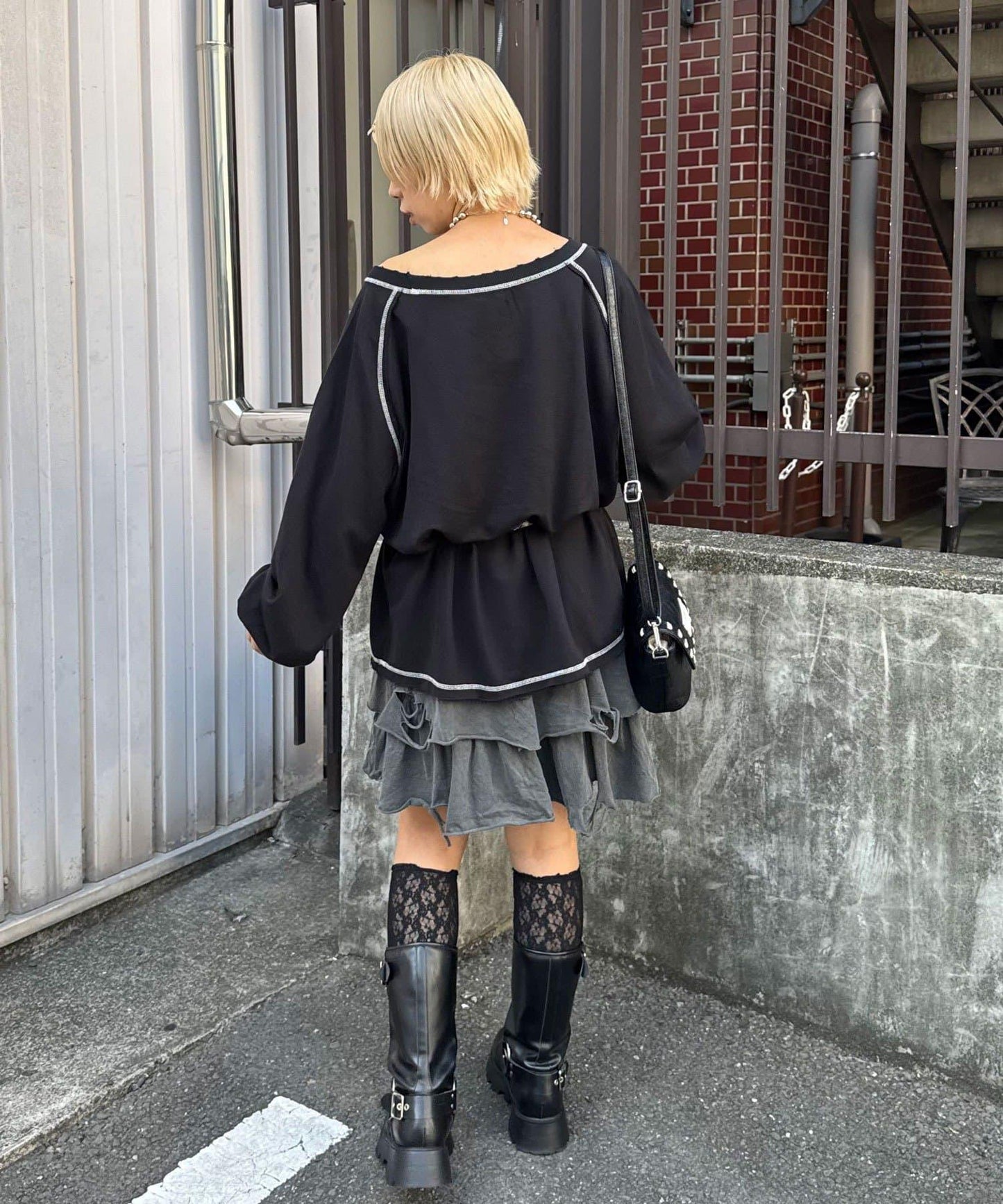 項圈套裝編號拼色袖衛衣