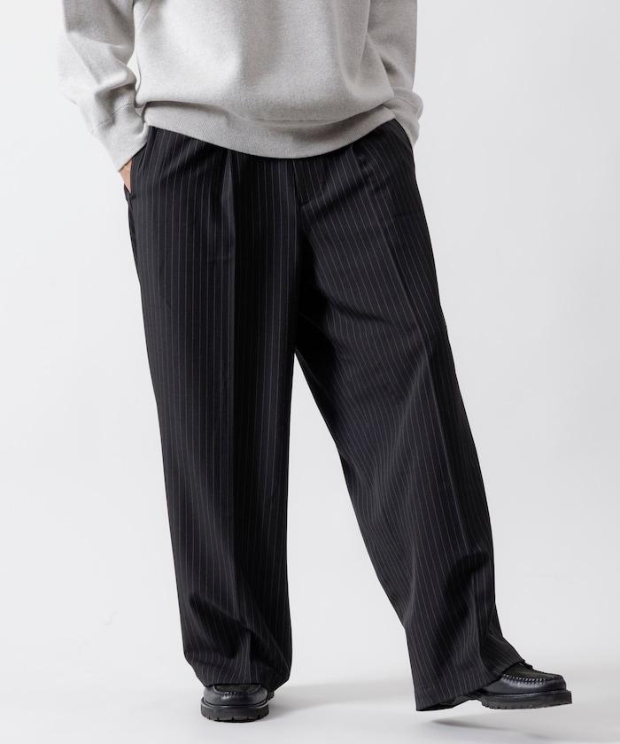 寬鬆直筒一褶西裝長褲