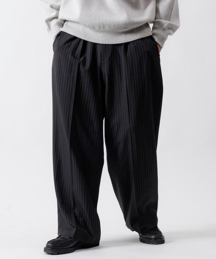 寬鬆直筒一褶西裝長褲