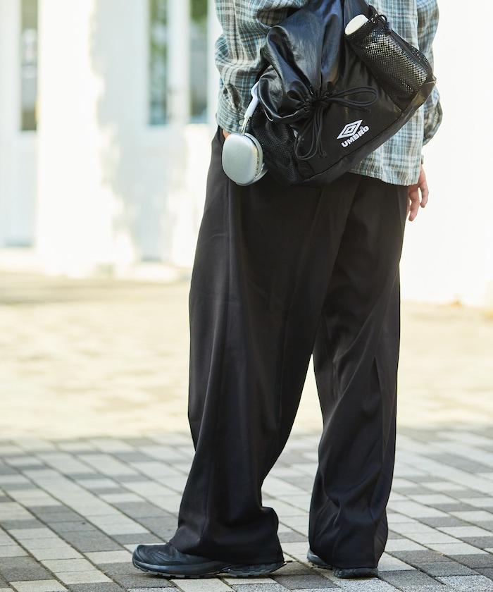 寬鬆直筒一褶西裝長褲