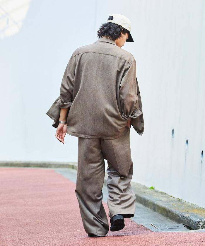 寬鬆直筒一褶西裝長褲