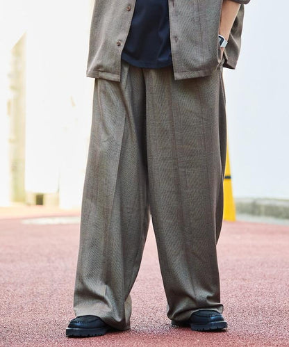寬鬆直筒一褶西裝長褲