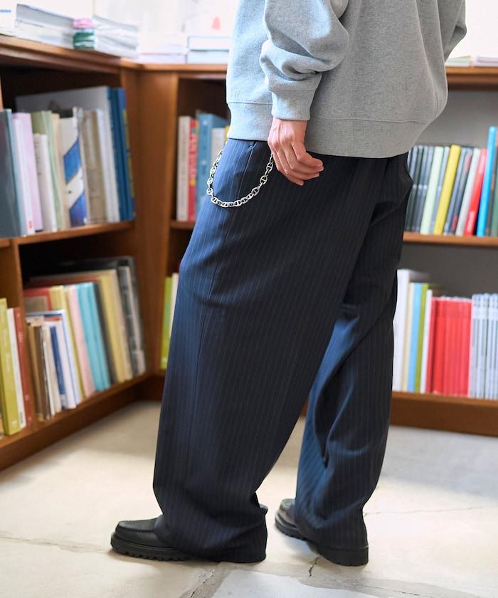 寬鬆直筒一褶西裝長褲