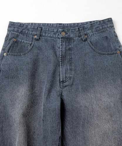 寬鬆版型弧形牛仔褲 單次水洗