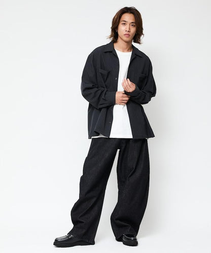 寬鬆版長袖工裝襯衫夾克