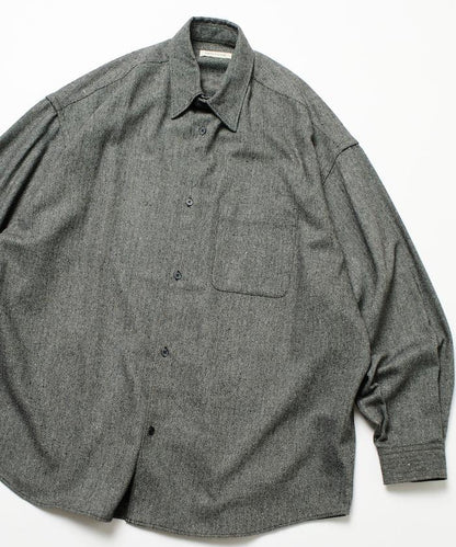 寬鬆版型羊毛感常規領襯衫