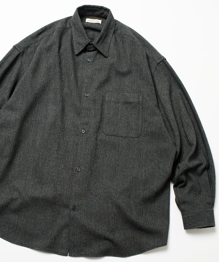 寬鬆版型羊毛感常規領襯衫