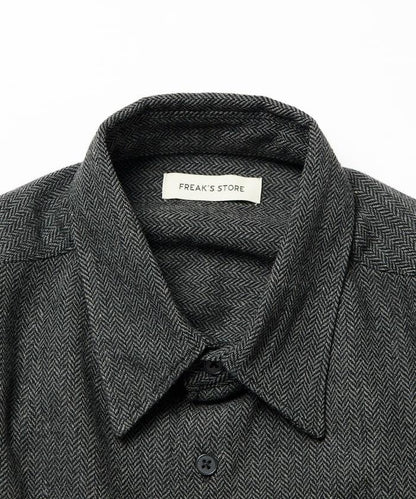 寬鬆版型羊毛感常規領襯衫