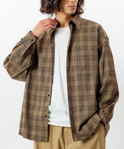 寬鬆版型羊毛感常規領襯衫