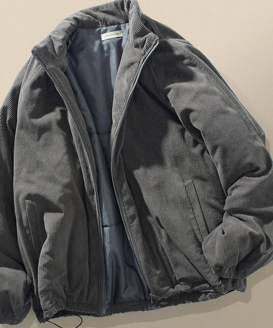 寬鬆版燈芯絨加棉立領夾克