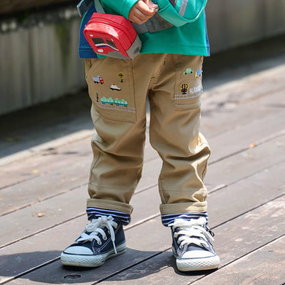 交通工具圖案長款直筒褲