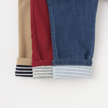 交通工具圖案長款直筒褲