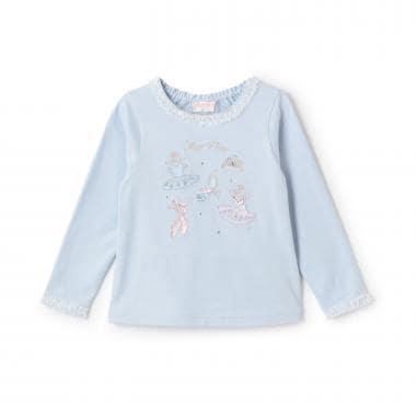 芭蕾刺繡長袖T恤