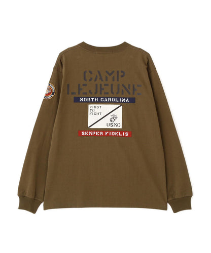 CAMP LEJEUNE拼接長袖T恤
