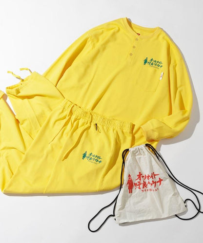 聯名 KANNAIGI × サウナ田ヒロユキ 長袖加絨館內服套裝 含束口揹包