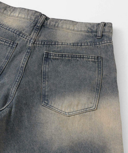 復古風牛仔寬腿褲