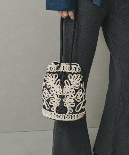 繡花天鵝絨手提包