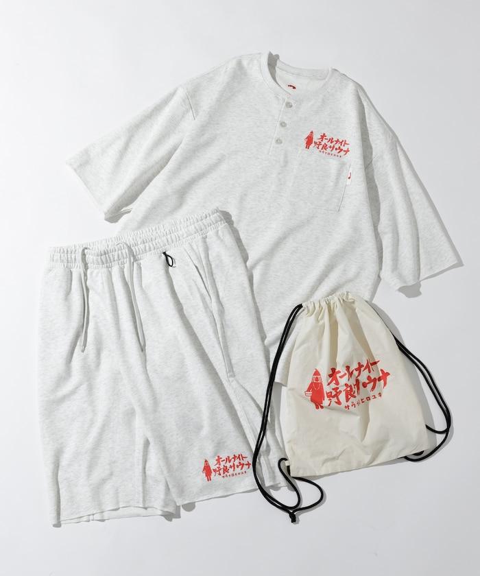 聯名 KANNAIGI × サウナ田ヒロユキ 加絨館內服套裝 附束口揹包