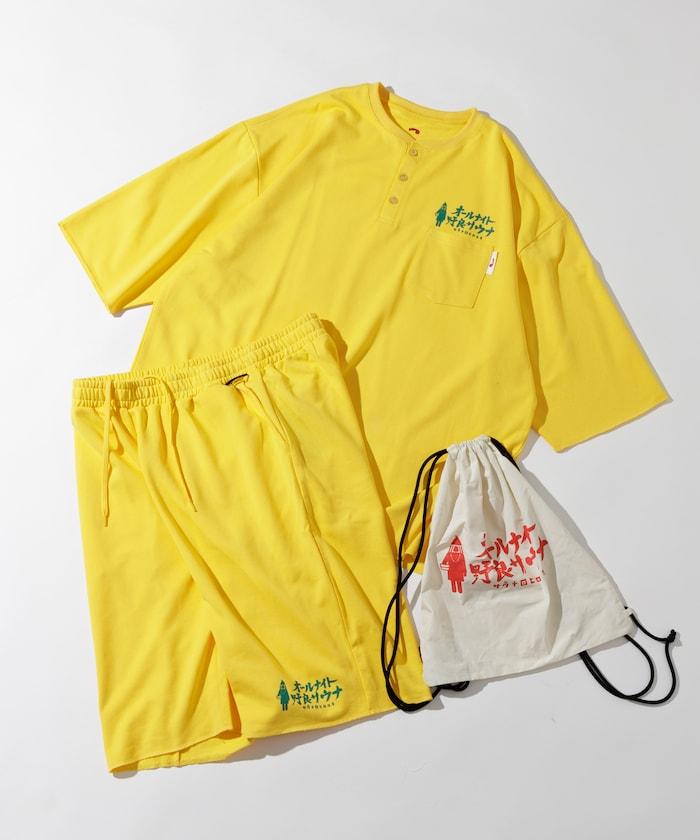 聯名 KANNAIGI × サウナ田ヒロユキ 加絨館內服套裝 附束口揹包