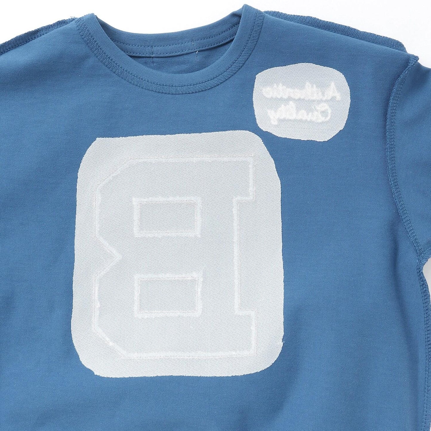 B貼布裝飾六分袖T恤